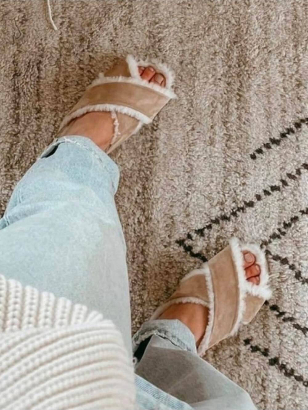 Jenni Kayne Shearling Lined Crossover Sandals